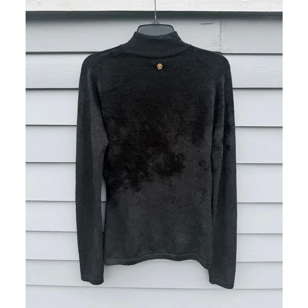 VERSACE high-neck black embellished fuzzy sweater Small S